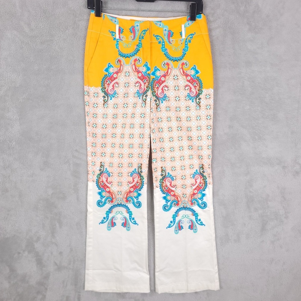 Taka Pants Womens Small Paisley Straight Artsy Boho Whimsical Festive Casual - Picture 2 of 14